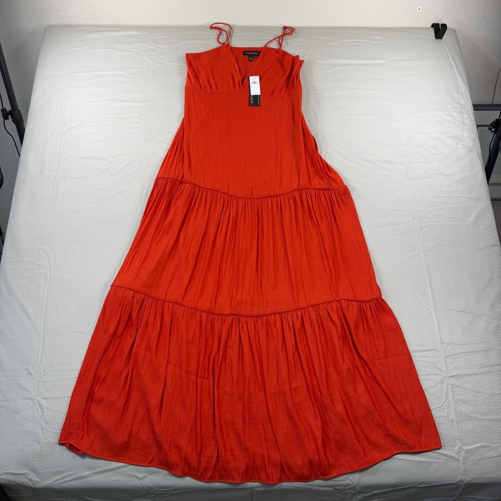 NWT Banana Republic Red Tiered Cami Maxi Dress V-Neck Adjustable Straps Size 4